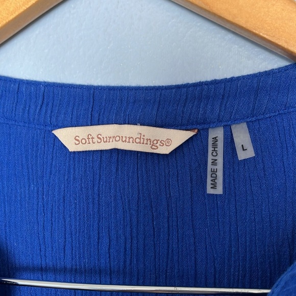 Soft Surroundings Crinkle Crepe Long Sleeve Button Up 100% Cotton Tunic Top - Picture 2 of 6